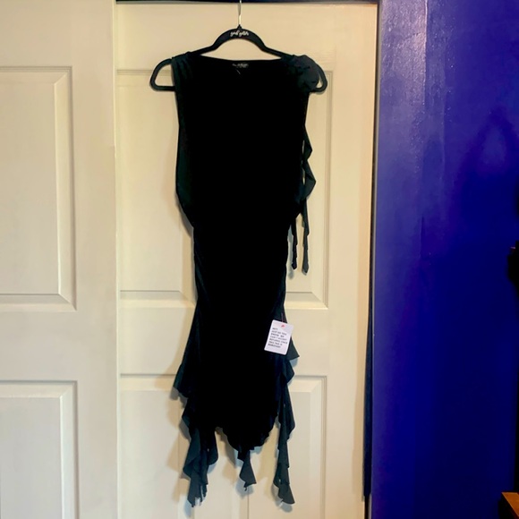 Miss Selfridge corsage detail frill asymmetric midi dress from ASOS - Picture 1 of 3